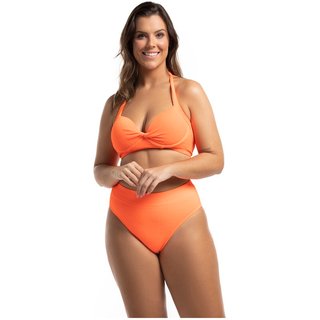 Conjunto Biquíni Top Meia Taça Calcinha Sunquini Anarruga Laranja Neon