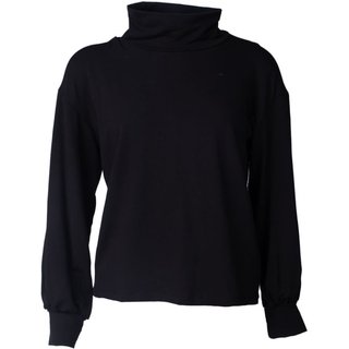Blusa Feminina Malha Giraffe Gola Rolê Básica Preto