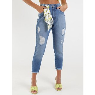 Calça Mom Jeans Autentique Feminina Azul