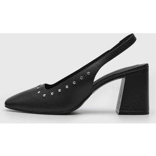 Scarpin Couro Slingback Loucos E Santos Tachas Preto