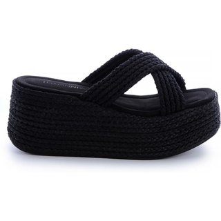 Sandália Flat Debby Preto Preto