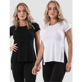 Kit 2 Blusas Básicas Diluxo Longas Preta e Branca