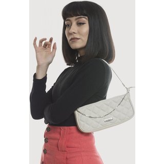 Bolsa Transversal Maria Milão Baguete Matelassê Corrente Off-White