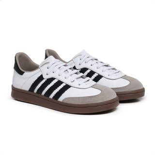 TENIS FEMININO CANO BAIXO DE COURO PARA O DIA A DIA Ref.:1500 BRANCO E PRETO