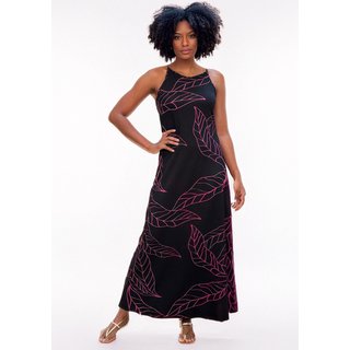 Vestido Cabanafree Longo Malha Trapézio Estampa Antúrios Lilás