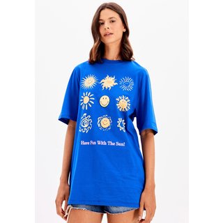 Camiseta My Favorite Oversized Alongada Azul
