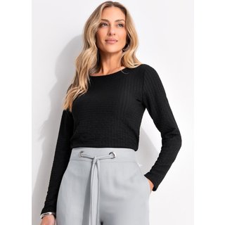 Blusa Em Malha Canelada Texturizada Preto Quintess