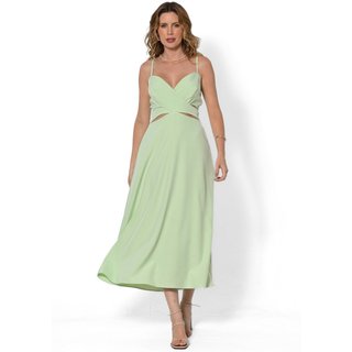 Vestido Bisô Midi Recortes Verde - Verde