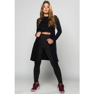 Cardigan MVB Modas Canelado Feminino Kimono Blusa de Frio Preto