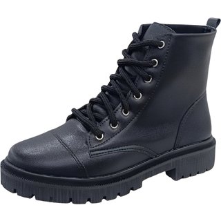 Bota Coturno Tratorado Sola Baixa Bloco Liso Preto Santa Rosa