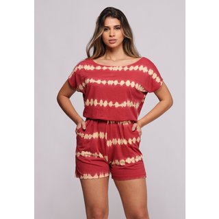 Macaquinho Decote Canoa B’Bonnie Mila Tie Dye Vermelho
