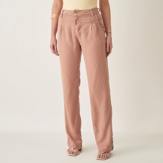 Calça Reta Tencel Color com Pregas