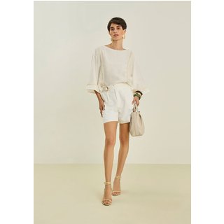 Shorts Maria Valentina Amplo Alta Off-white