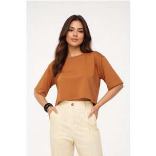 Cropped Oversize D Bell Outlet Fashion Liso Caramelo
