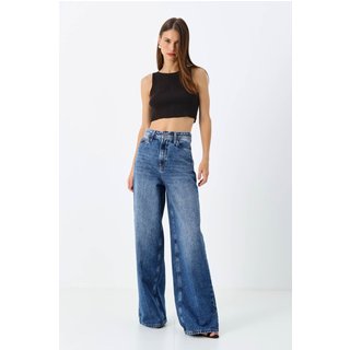 Calça Jeans Wide Leg Cintura Alta ACT Feminino