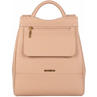 Mochila pequena antifurto couro liso Susan - Bege