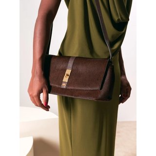 Bolsa Clutch Pequena Em Pelo Marrom Café