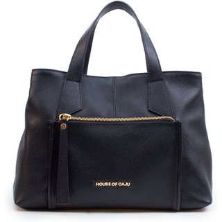 Bolsa Feminina Em Couro Alça De Mão Preta "Celina Camargo"""