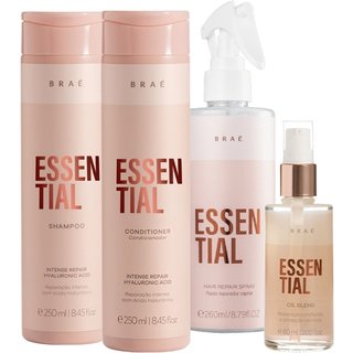Kit Braé Essential Shampoo Condicionador Oil Blend e Hair Repair Spray (4 produtos)