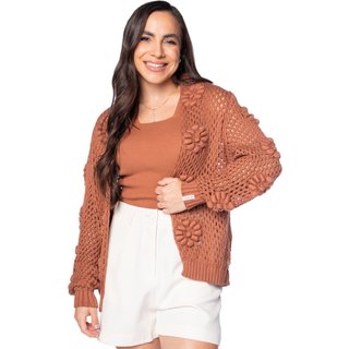 Casaco Feminino Biamar Algodão Ponto Margarida Marrom