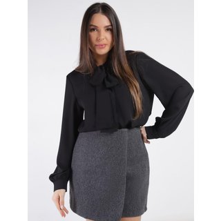 Camisa Crepe Gola Laço Autentique Feminina PRETO