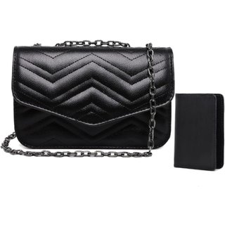 Bolsa Pequena Clutch Carteira Preta Kit Moda Feminina Festa Casual Alça Ombro