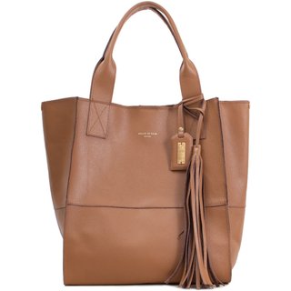 Bolsa Feminina Em Couro Tiracolo Caramelo Com Roxo "Bartira Pereira"""