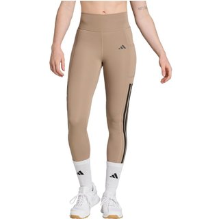 calça leggings de Comprimento Total Optime Três Listras adidas Performance Marrom