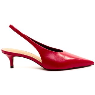 Slingback Couro Vermelho Salto Baixo Cecconello 2629002-8