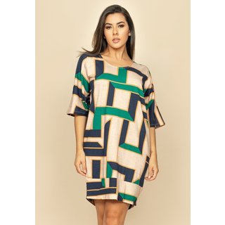 Vestido Curto Malha Morcego Estampa Chapada de Areia
