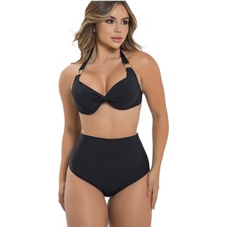 Biquíni Sunquíni Orla da Praia Bojo Meia Taça Calcinha Hot Pant Elegante Preto