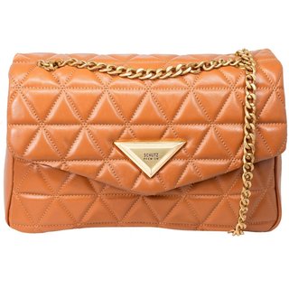 Bolsa Feminina Grande Schutz Tiracolo 944 Matelassê Couro Corrente Marrom Miele