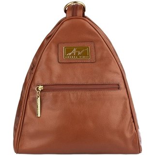 Mochila de couro liso 2 em 1 Malu - Whisky