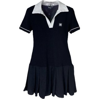 Vestido Slim com Pregas Estilo Polo Colcci CLC Preto/Off