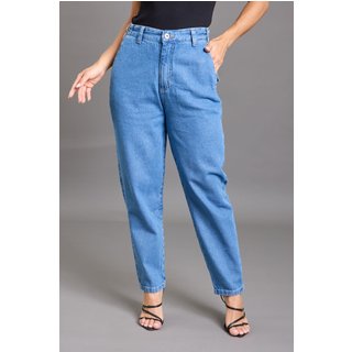Calça Jeans Mom Cintura Alta com Elástico no Cós Lemier Collection Azul