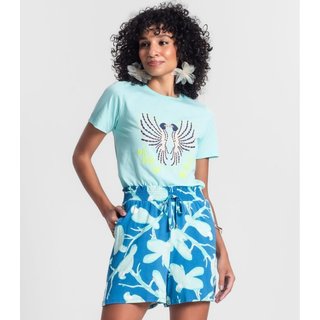 Blusa Manga Curta Feminina Rovitex Azul