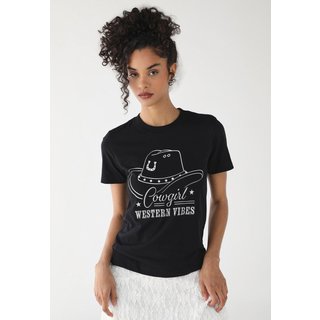 Camiseta Feminina Fiveblu Estampada Western Vibes Preta
