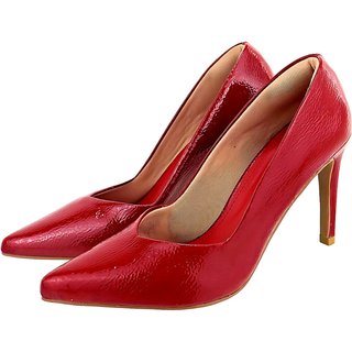 Scarpin de Bico Fino Verniz Vermelho Hannah Footwear