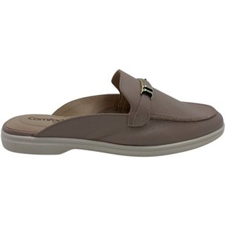 Mule Comfortflex Couro com Detalhe Dourado Rosê 2560331 - Nude - comfortflex