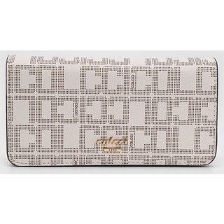 Carteira Feminina Colcci Monograma Corrente Dourada Off-White