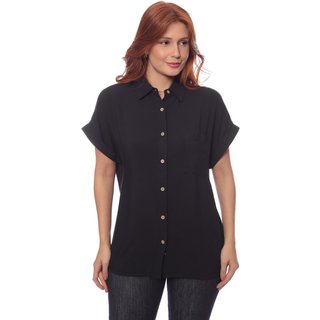 Camisa Feminina Viscose Manga Curta Com Bolso Crocker