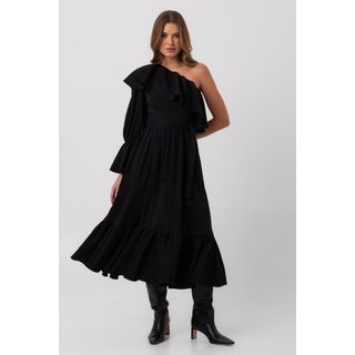 Vestido super midi manga bufante preto labrava