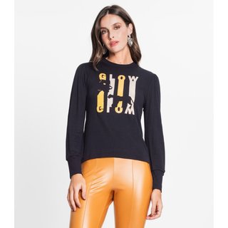 Blusa Feminina Manga Longa Glow Rovitex Preto