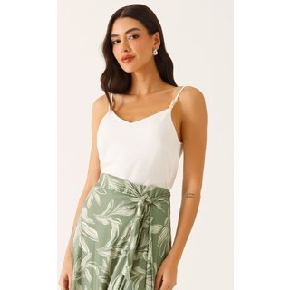 Blusa com Alça Decote V em Viscose Off White Rubiane