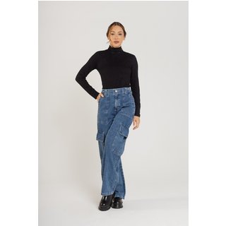 Blusa Feminina em Ribana Canelada Just Basic Preto