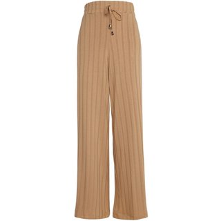 Calça Canelada Pantalona Autentique Feminina BEGE