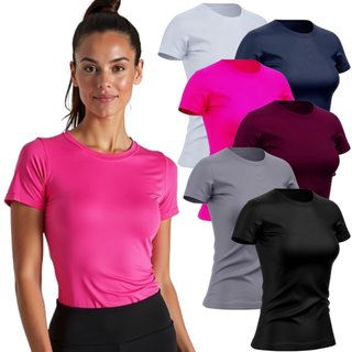 Kit 6 Camisetas T-Shirt TH6 Femininas Dry Fit Poliéster Lisas Casuais
