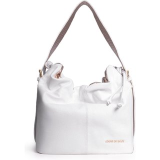Bolsa Feminina Em Couro Alça De Mão Branco Com Dourado "Flávia Petronilho"""