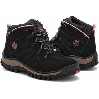 Coturno Feminino Bota Leve Couro Resistente Trilha Palmilha Em Gel