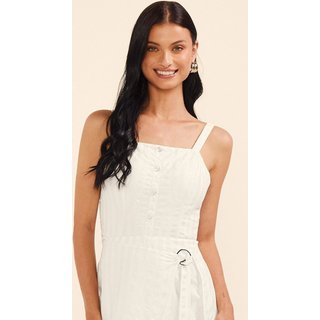 Top Feminino Listrado Lurex Marialícia Bege
